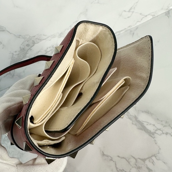 Valentino Garavani Red travel Jewelry Clutch with Silver Studs - Picture 13 of 16